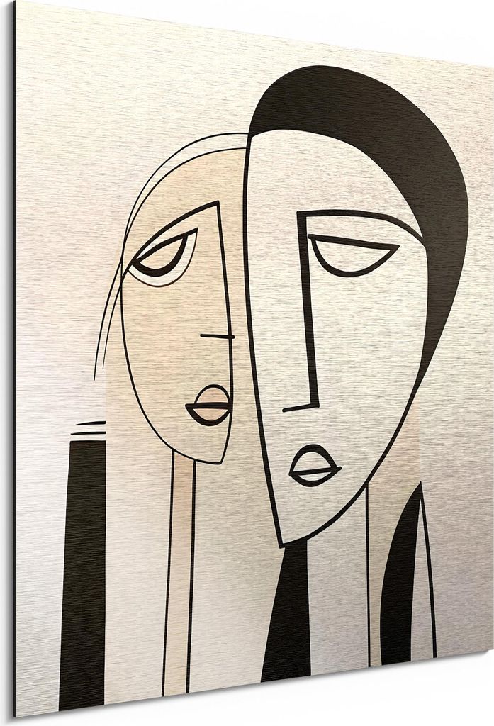 DEQORI Alu-Dibond Bild Silber 50x50 cm 'Eins im Blick' Wandbild Metall dünn Design