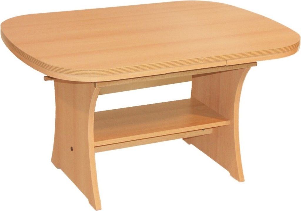 Couchtisch Conrad | Ablageboden | höhenverstellbar | ausziehbar | Nachbildung Buche | B/T/H 90-140 x 65 x 52-62 cm