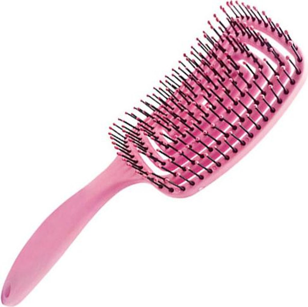 INF Ergonomische gebogene Bürste mit Belüftung für Kopfhautmassage Rosa