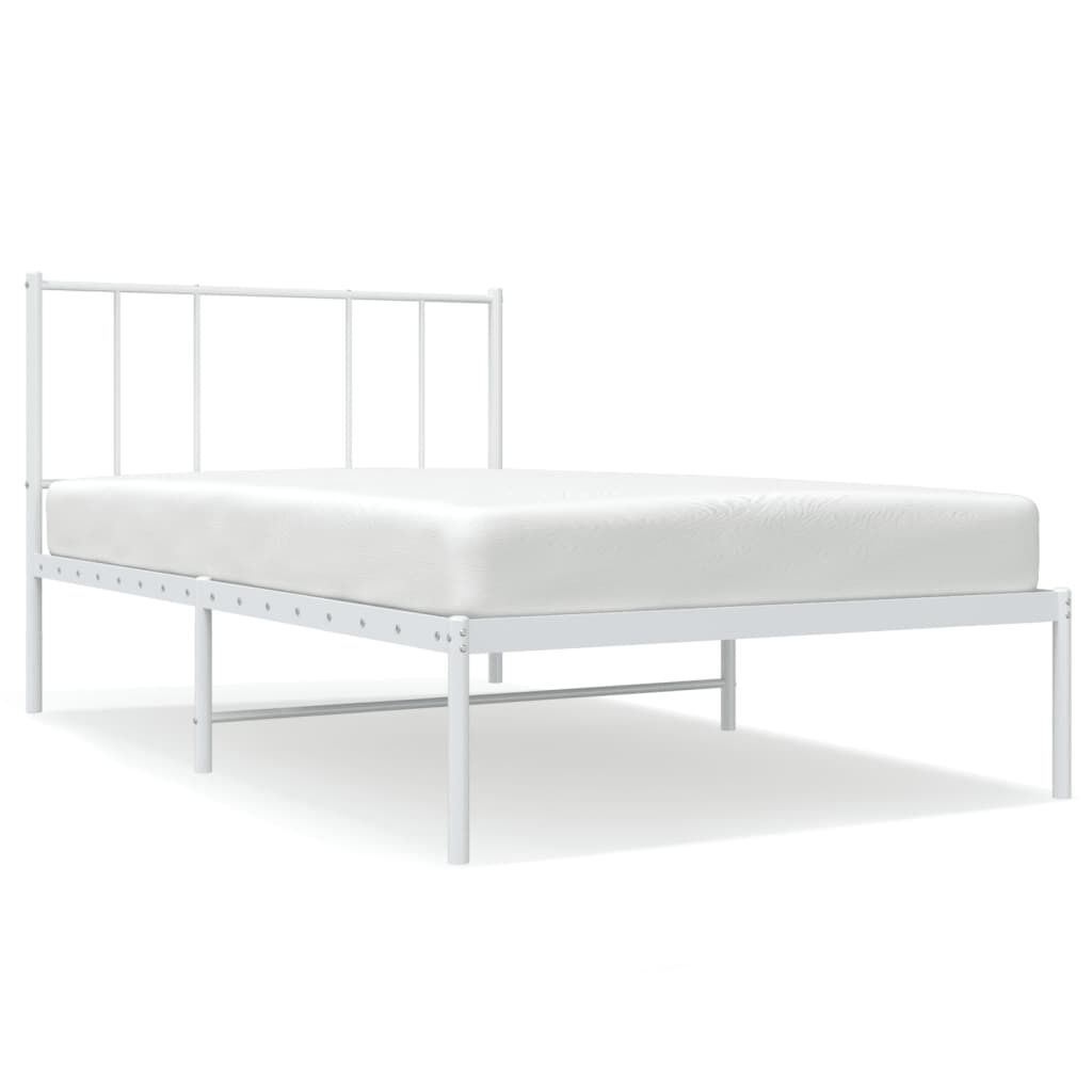 vidaXL Struttura letto con testiera in metallo bianco Immagine del prodotto 