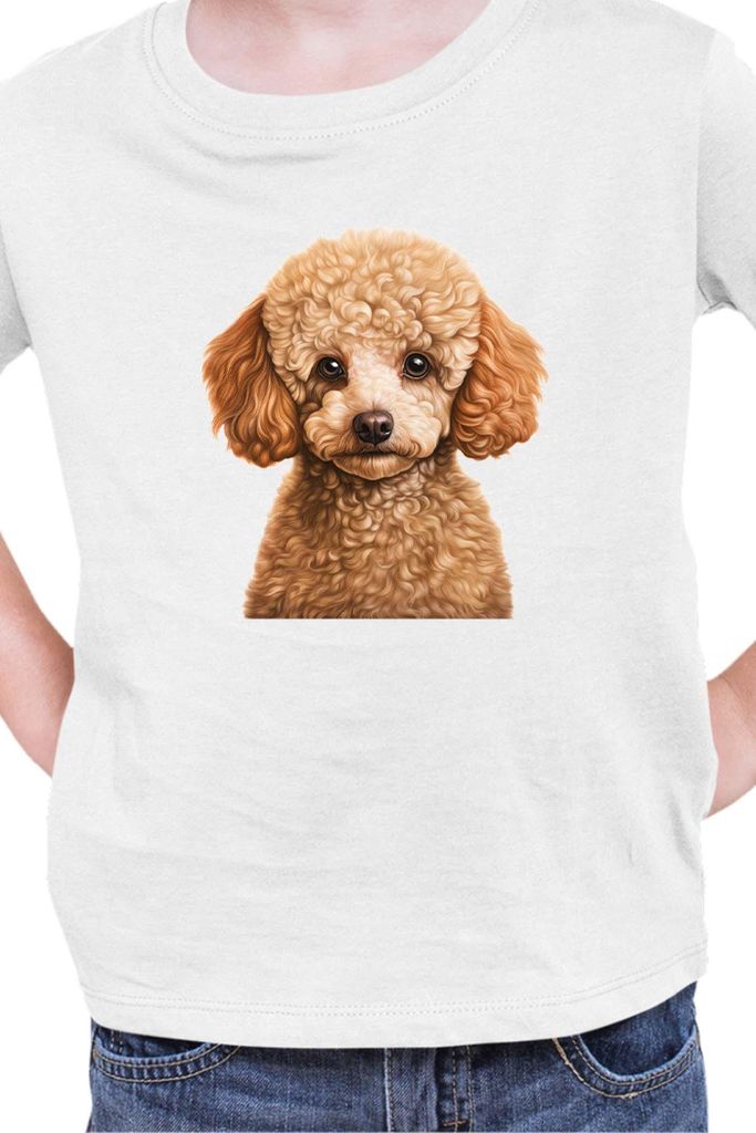 Kinder T-Shirt Dogs Breeds Poodle Dog Breed 005, 12-13 Jahr - 152 / Weiß
