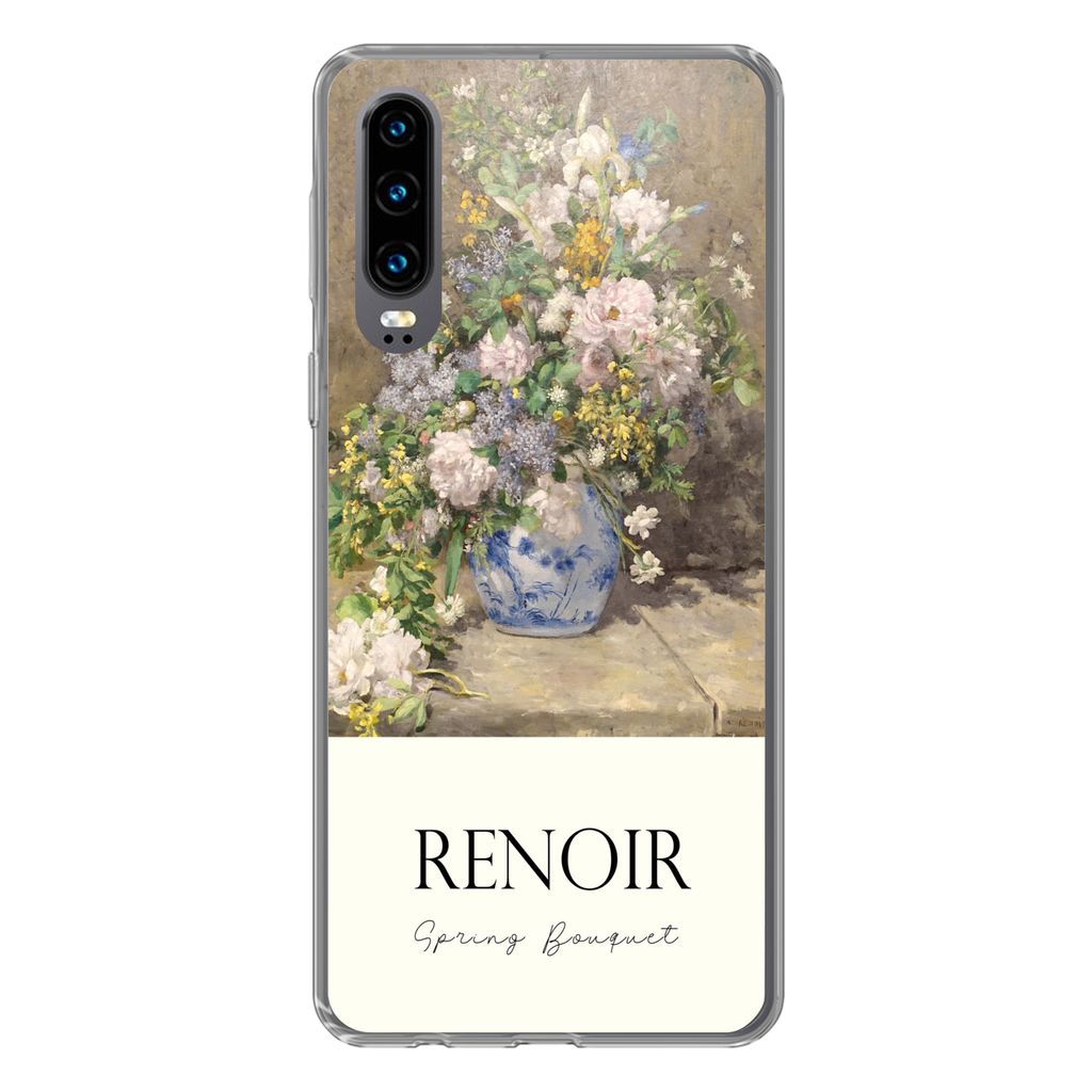 MuchoWow Handyhülle Schutzhülle Hülle für Huawei P30 Kunst - Blumen - Alte Meister Silikon Softcase Handy Hülle - Kartenbesitzer