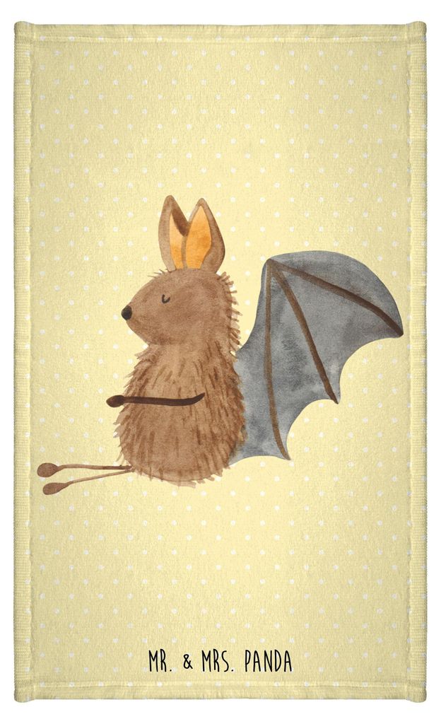 Mr. & Mrs. Panda Handtuch Fledermaus Sitzen - Gelb Pastell - Geschenk, Lustige Sprüche, Motivation, Frotteetuch, Fledermäuse, badezimmer, Gästet...