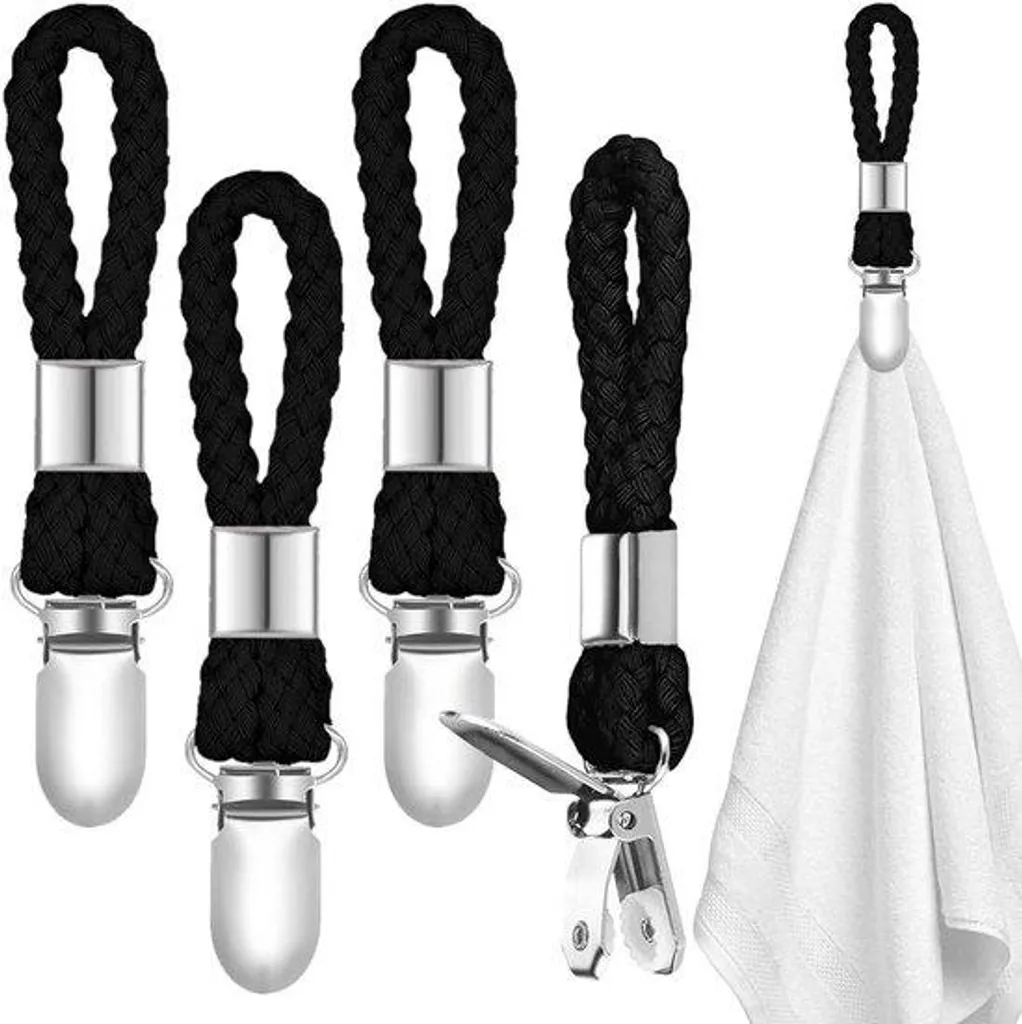 Fixation forte : 4 crochets adhésifs noirs pour serviettes lourdes