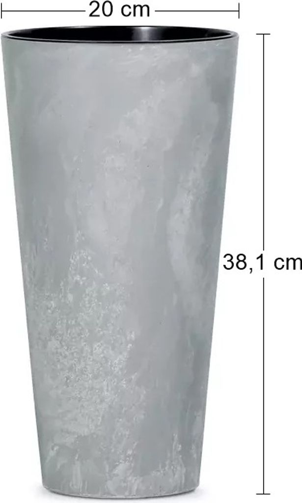 Prosperplast Tubus Slim Effect Blumentopf – Beton-Design, 150 Mm, Inkl. Pflanztopf