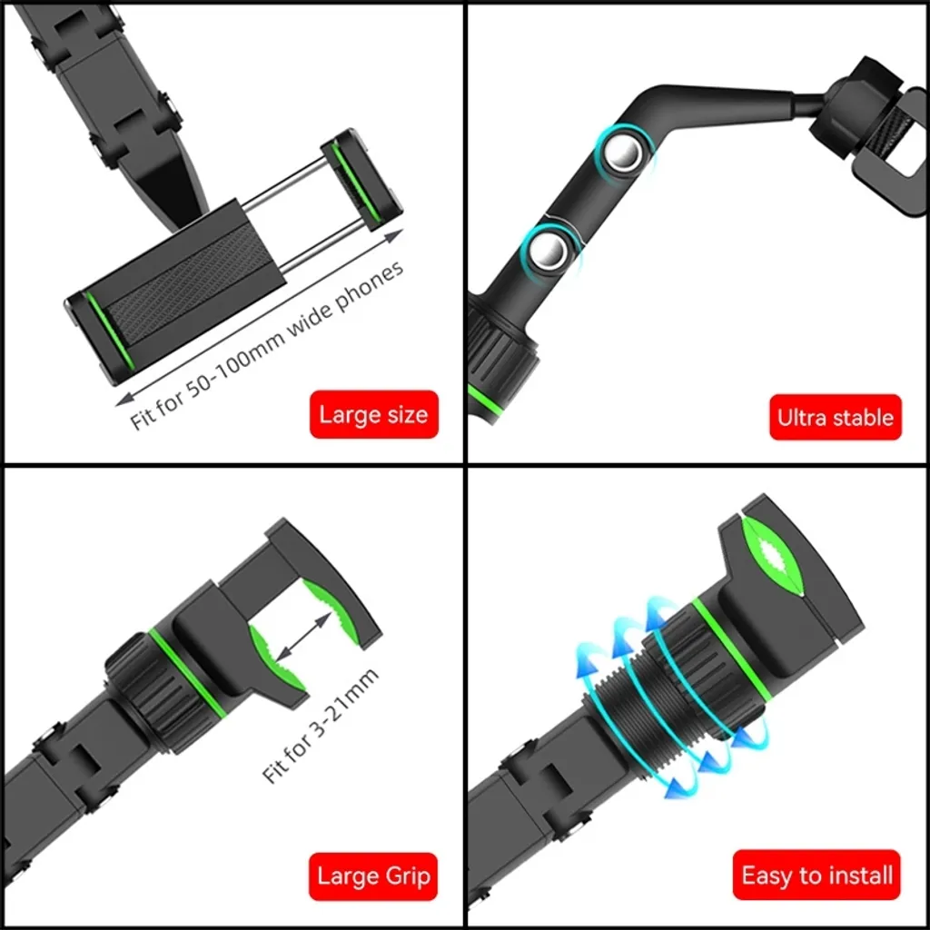 Supporto Smartphone Auto 360° Verde - Attacco Specchietto Universale - 3