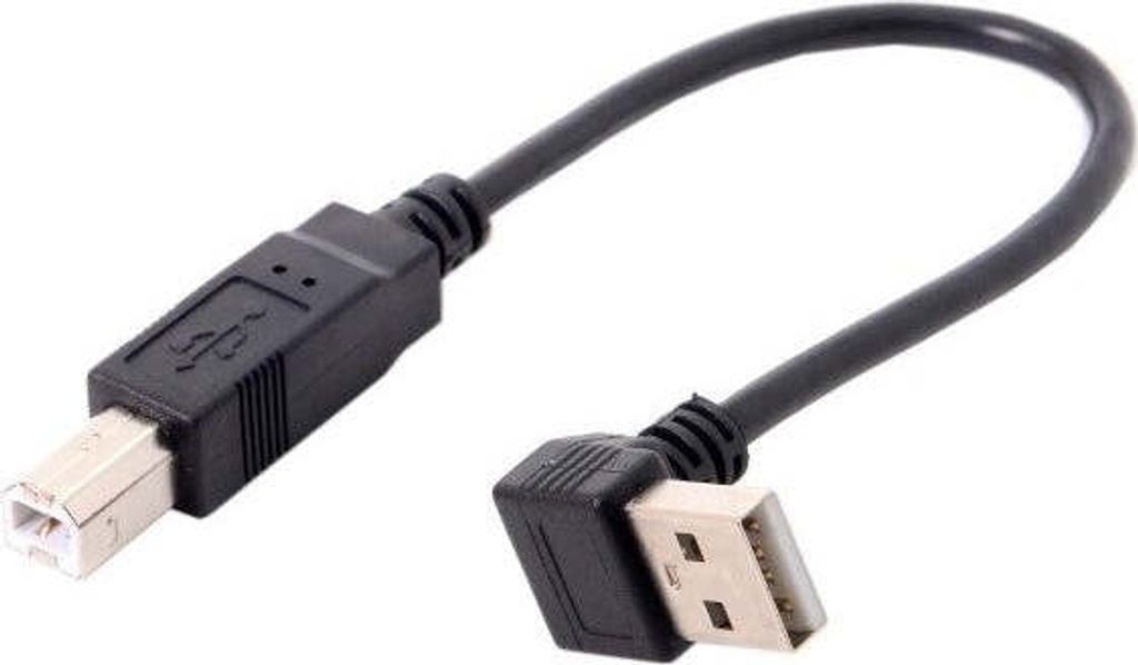 SYSTEM-S USB 2.0 Kabel 20 cm Typ B Stecker zu Typ A Stecker Winkel (up-angled)