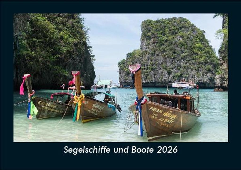 Segelschiffe und Boote 2026 Fotokalender - Querformat DIN A5, Monatskalender mit Bild-Motiven aus Fauna und Flora, Natur, Blumen und Pflanzen