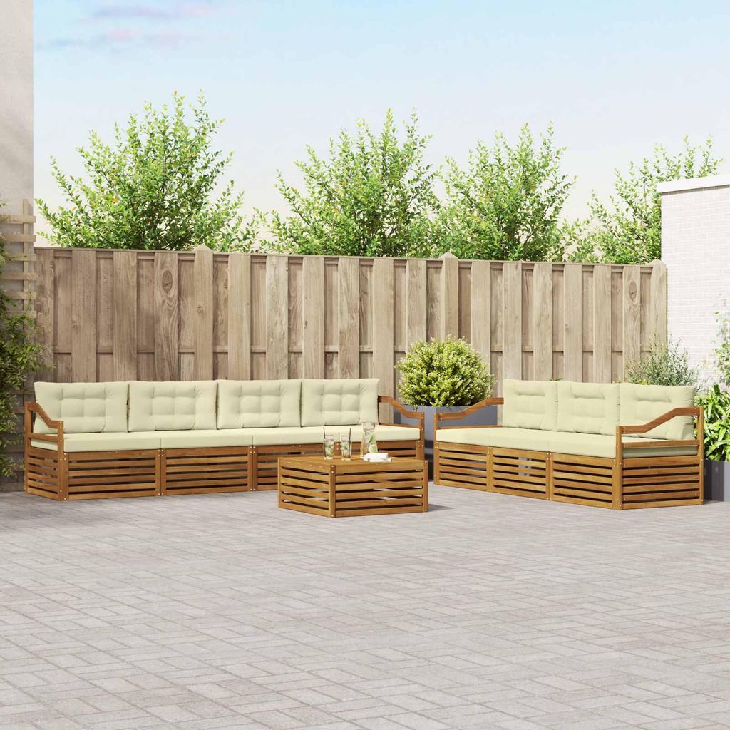 "Neues Produkt" Outdoor-Sofagarnitur ANTI-UV - CLORIS - mit Kissen - 8 pcs - Natur und Creme - Modern Gartensofas V1139