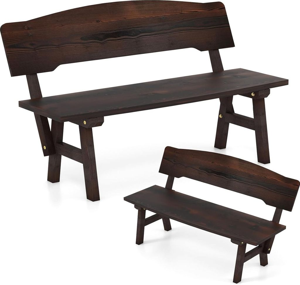 KOMFOTTEU Gartenbank Holz, Parkbank mit Rückenlehne, Holzbank Outdoor wetterfest, Sitzbank bis 325 kg belastbar, Ruhebank, 120 x 51 x 78cm