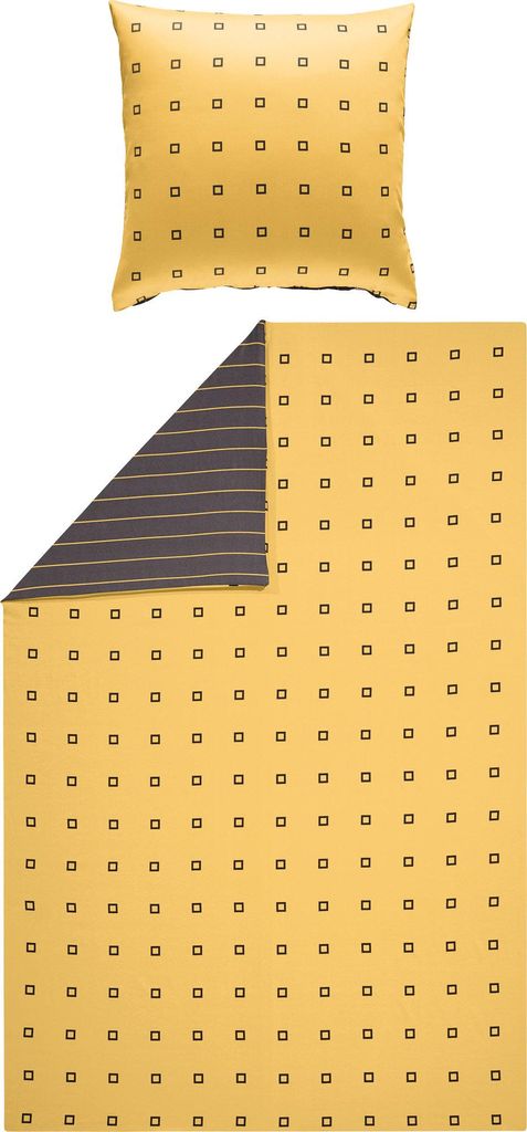 Erwin Müller Wendebettwäsche gelb-anthrazit 1x 155x220 cm + 1x 80x80 cm