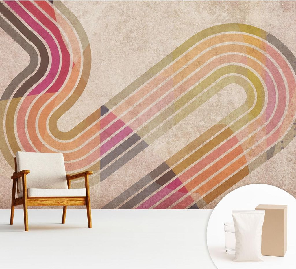 Fototapete - 312x219 cm - Tapete - Wandtapete - Wandbilder - Dekofolie - Tapete Folie - Wand - Dekoration - Wohnzimmer - Geometrische Linien