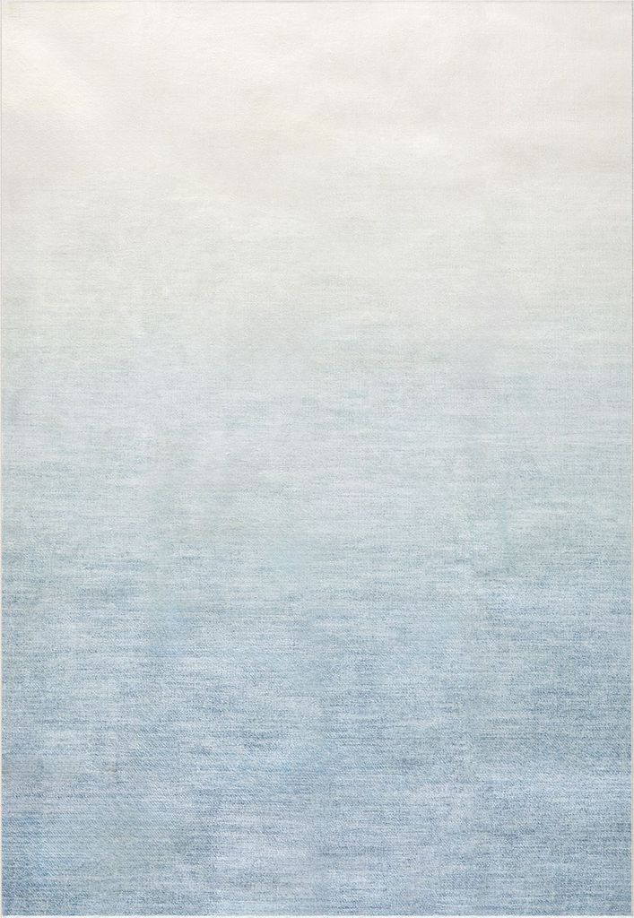 Teppich OMBRE waschbar 200 x 300 Hellblau, Teppich mit Farbverlauf, Ombre-Effekt, weicher Kurzflor-Teppich modern, gummierte Unterfläche, schmutz-...