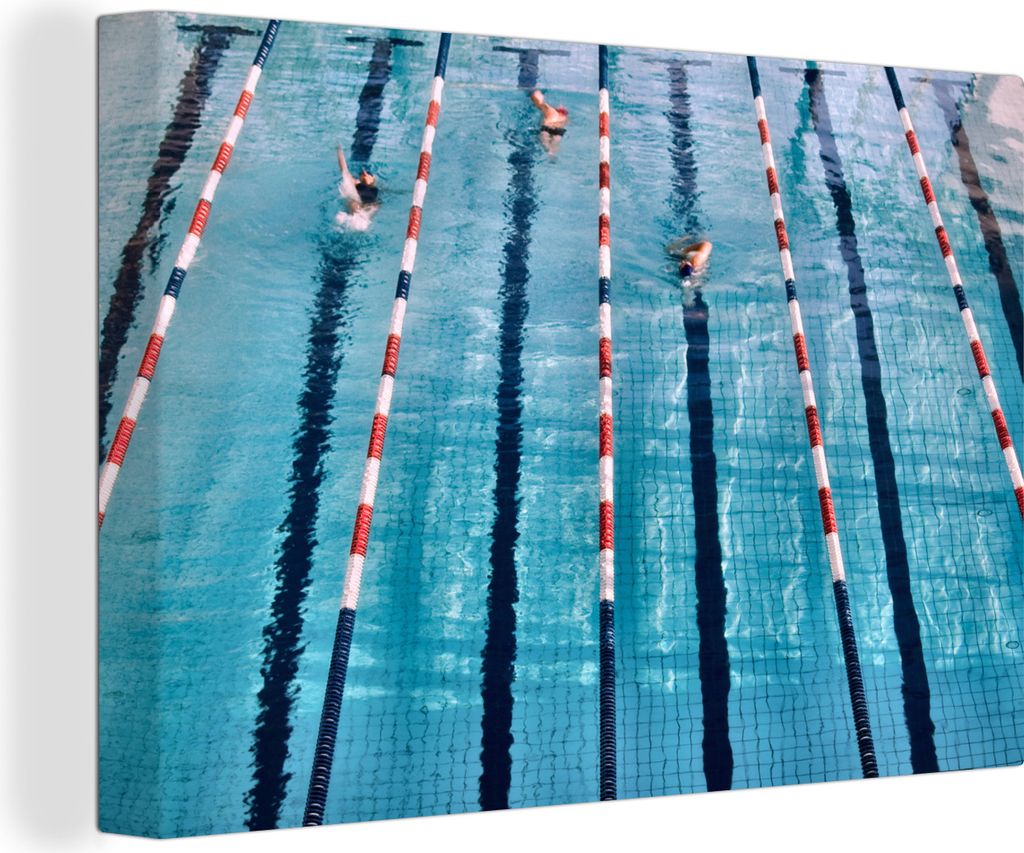 OneMillionCanvasses - Leinwandbilder - 140x90 cm, Schwimmen - Wettkampfschwimmen - Schwimmbad, Wandbilder Kunstdruck Wanddekoration
