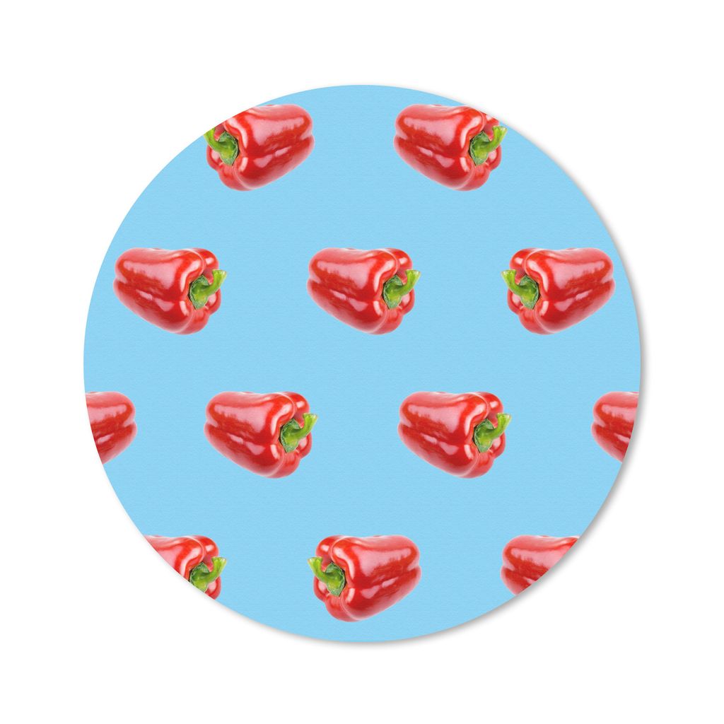 MuchoWow Mauspad Mousepad Paprika - Muster - Blau 20x20 cm - Mousepads - Maus Mat - Pad - Mausunterlage - Schreibtischmatte