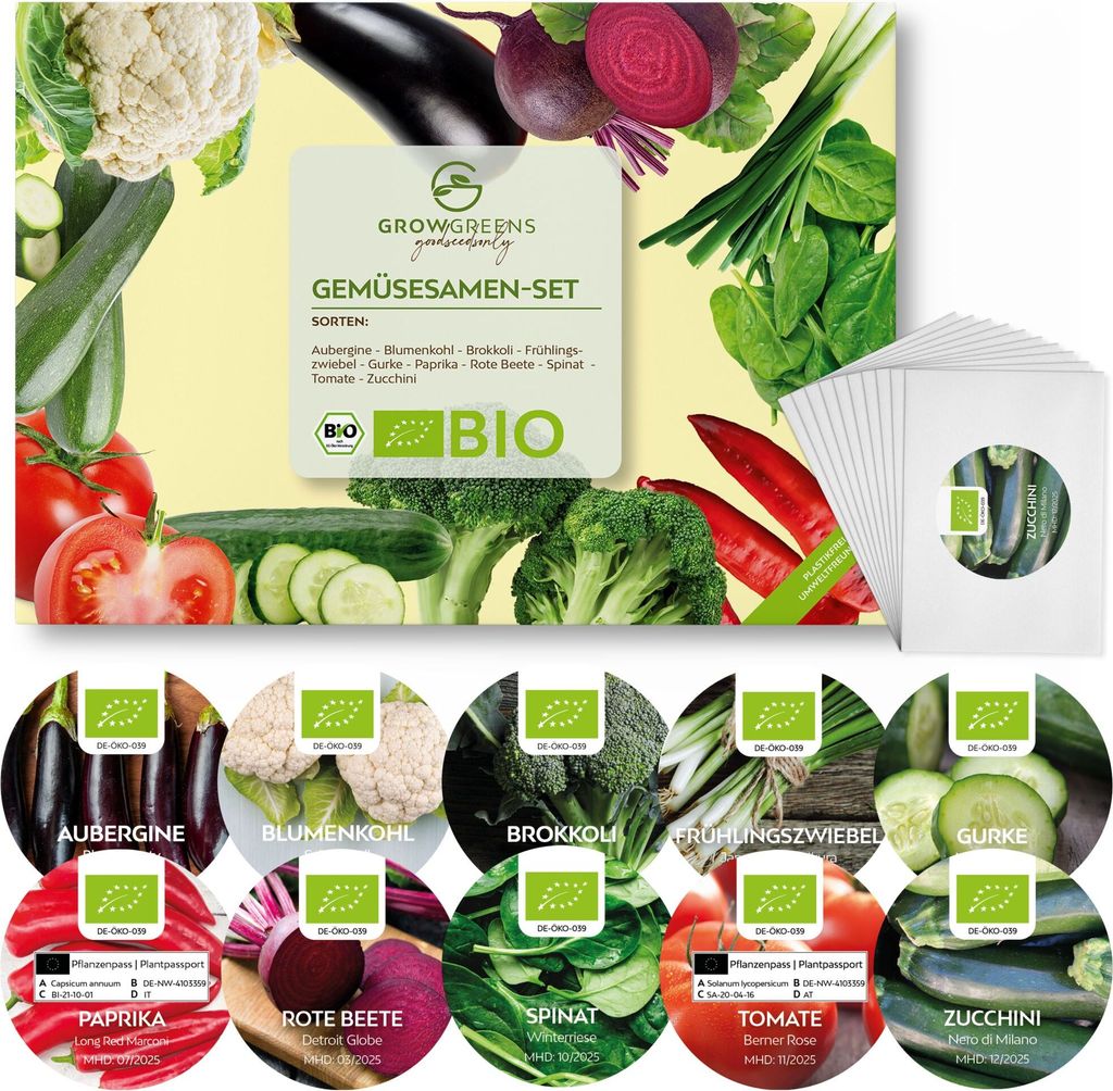 Organiczny zestaw nasion warzyw (10 odmian) - organiczny Zdjęcie produktu 