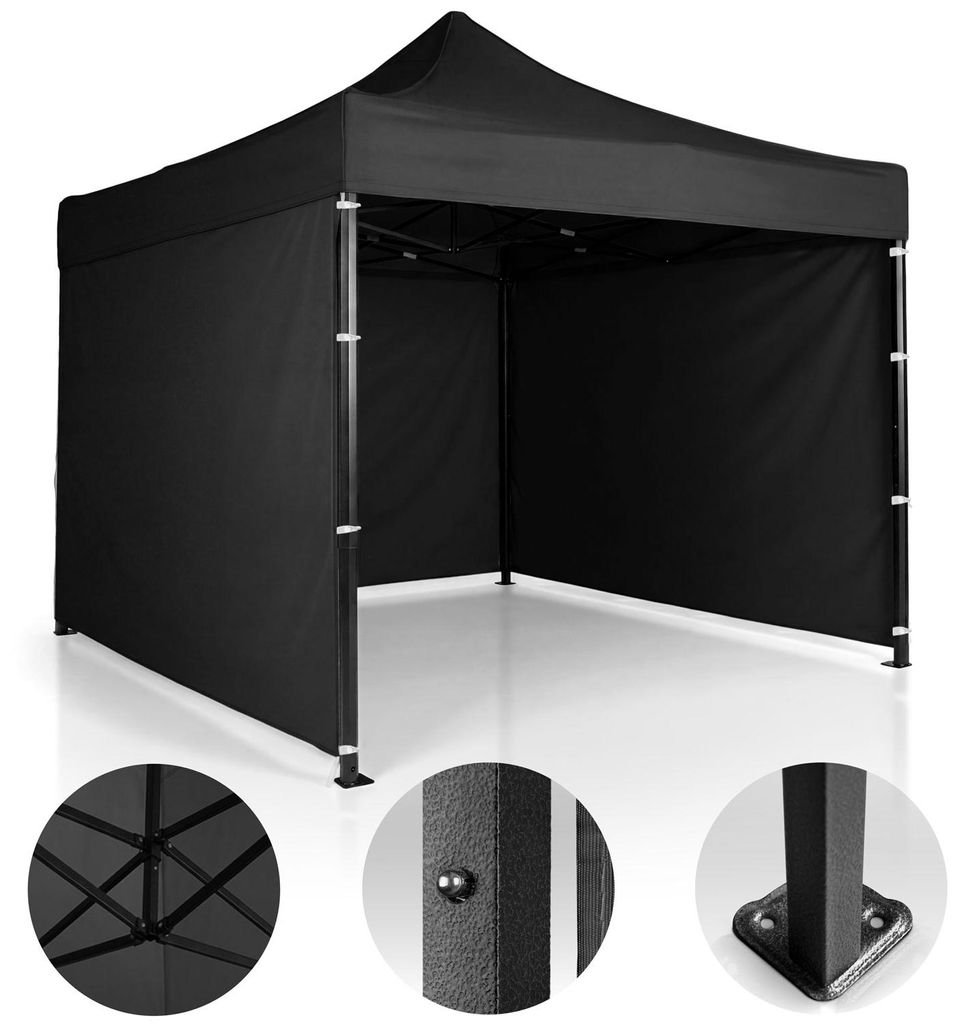 Gartenpavillon mit 3 Wänden, 3 x 3 m, schwarz, Plonos Produktbild 