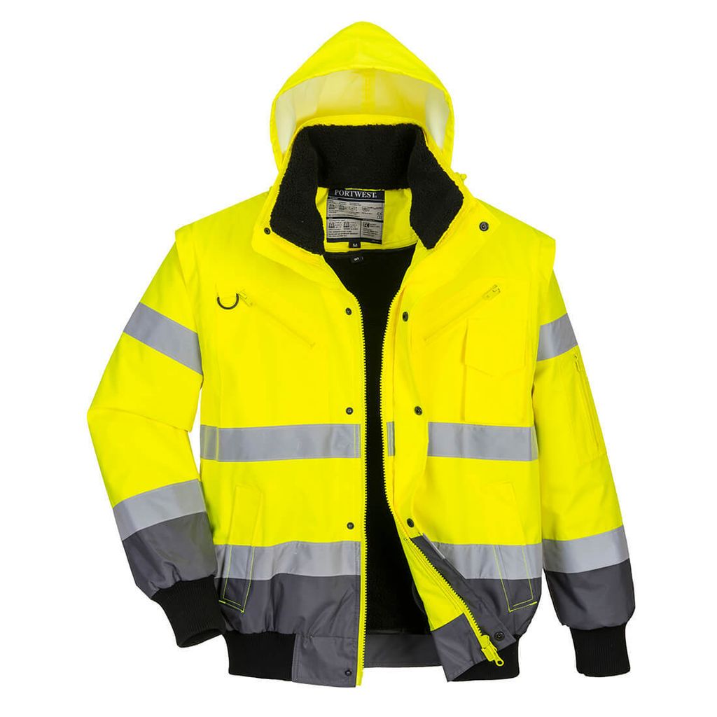 Portwest C465 Kontrast-Warnschutz-Pilotjacke Yellow/Grey Gr. XL