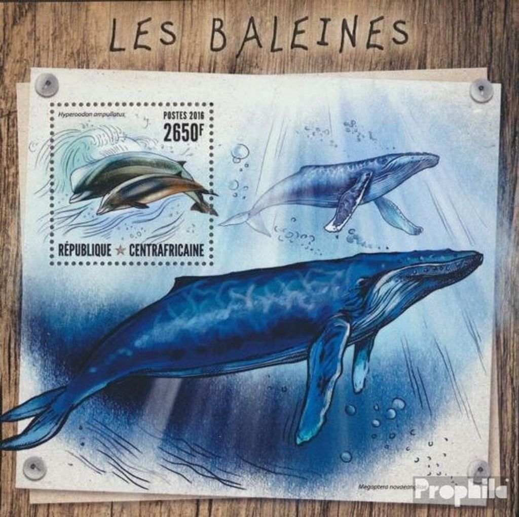 Briefmarken Zentralafrikanische Republik 2016 Mi Block 1538 (kompl. Ausgabe) postfrisch Wale