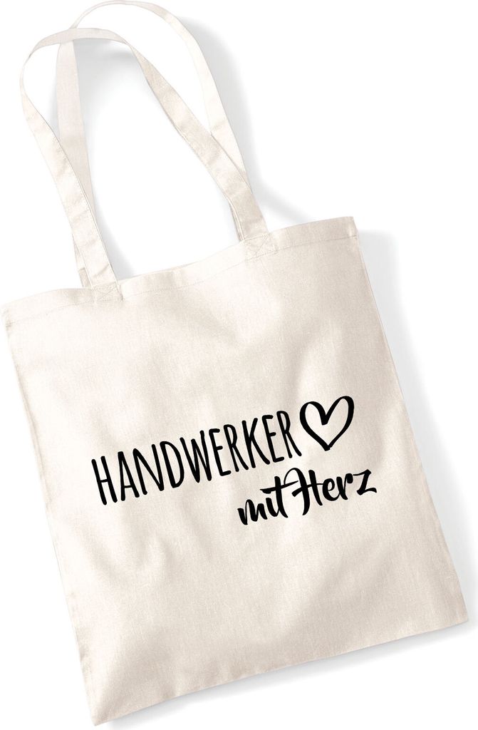 Huuraa Jutebeutel Handwerker mit Herz 10 Liter Natural Baumwolle Tasche Geschenkidee