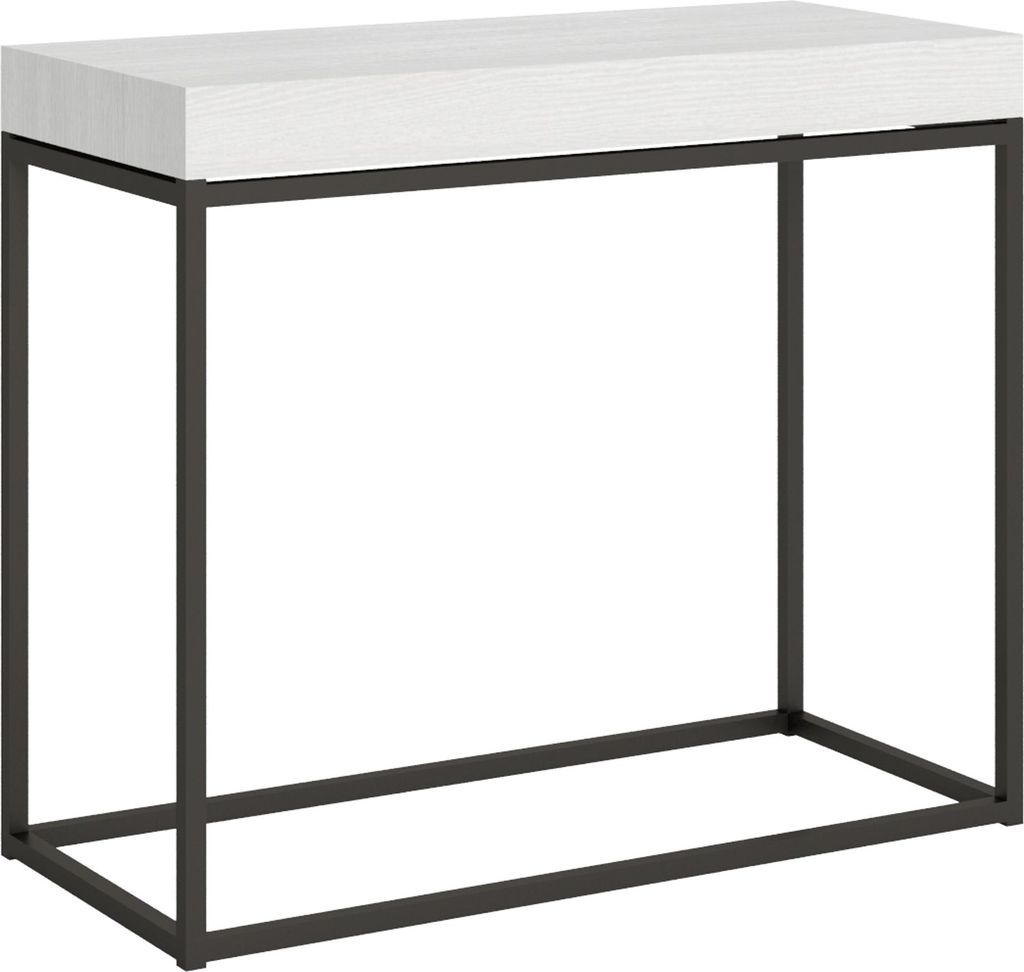ITAMOBY - Ausziehbarer Konsolentisch 90x40/196 cm Nordica Small Esche weiß mit Eisenrahmen aus Anthrazit
