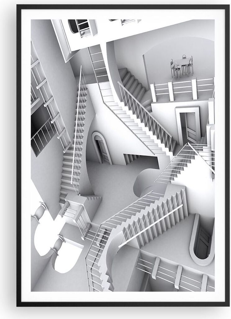 Gerahmtes Poster - Schwarzer Rahmen - Wissenschaft Illusion Treppen - 70x100 cm - Wand Bild - Wanddeko - Wandbilder - Wandposter - Bilderrahmen - B...
