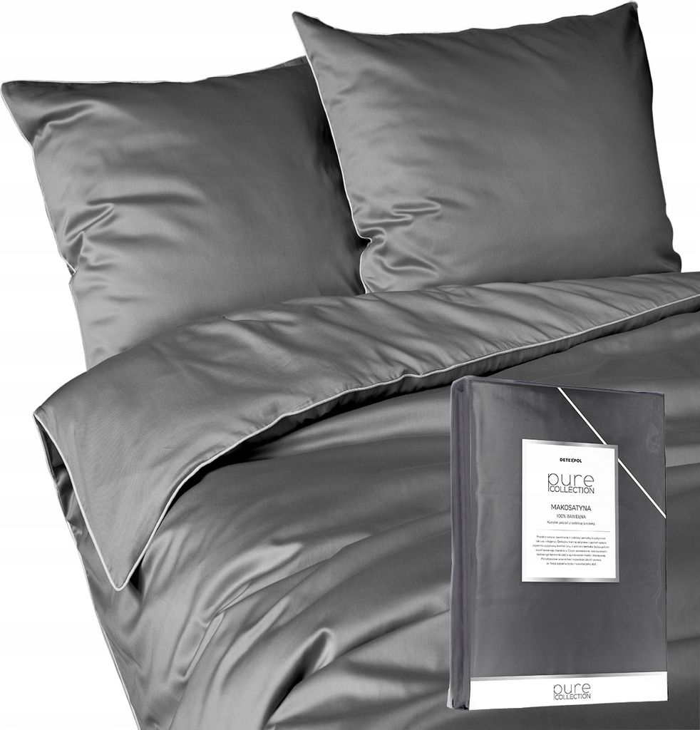 Bettwäsche-Set aus reiner Baumwolle 180x200 Grau Premium Produktbild 