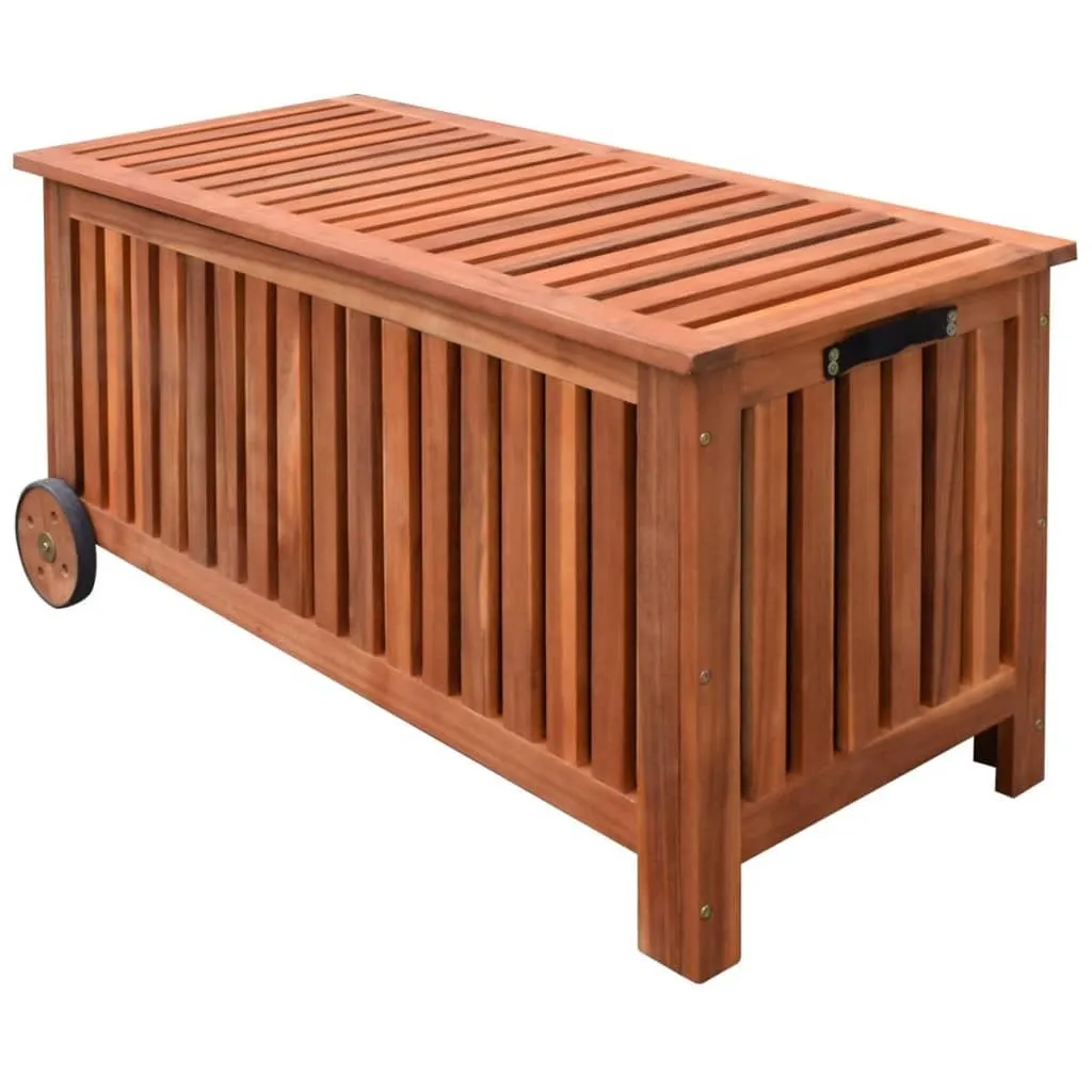 Malle de jardin en bois 118 cm pour ranger coussins et outils de jardinage