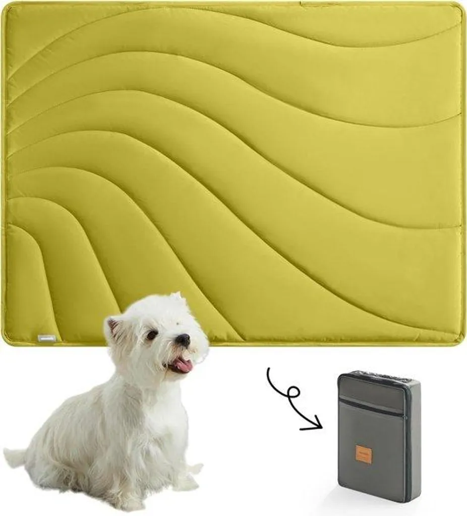 Coussin de sol pour chien extérieur jaune lavable et étanche en nylon