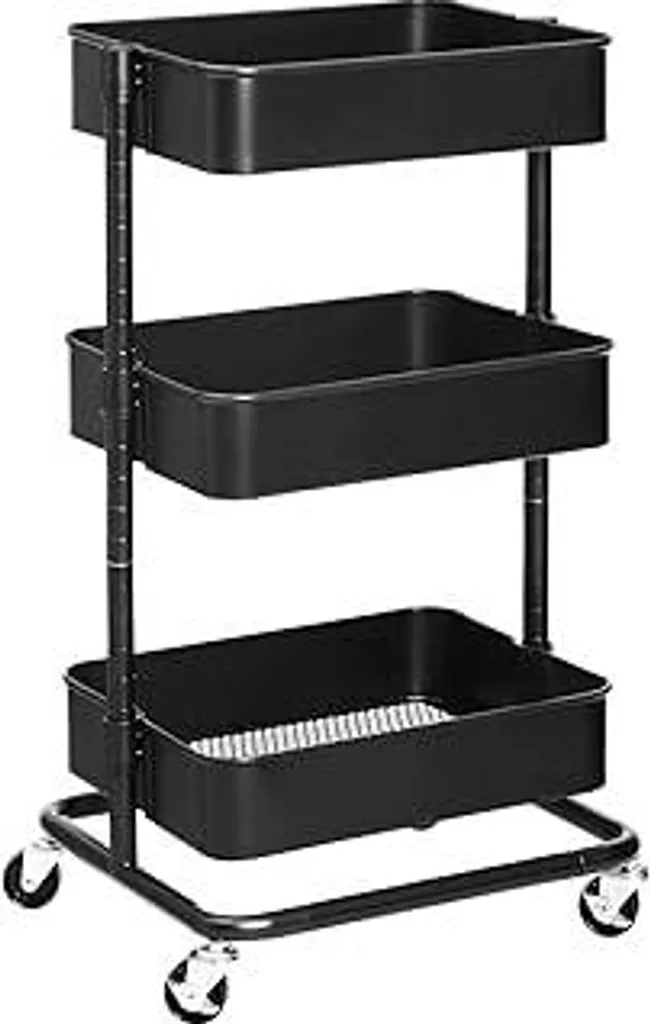 SONGMICS BSC60B Carrello 3 Ripiani Nero | Carrellino Salvaspazio Cucina - 1