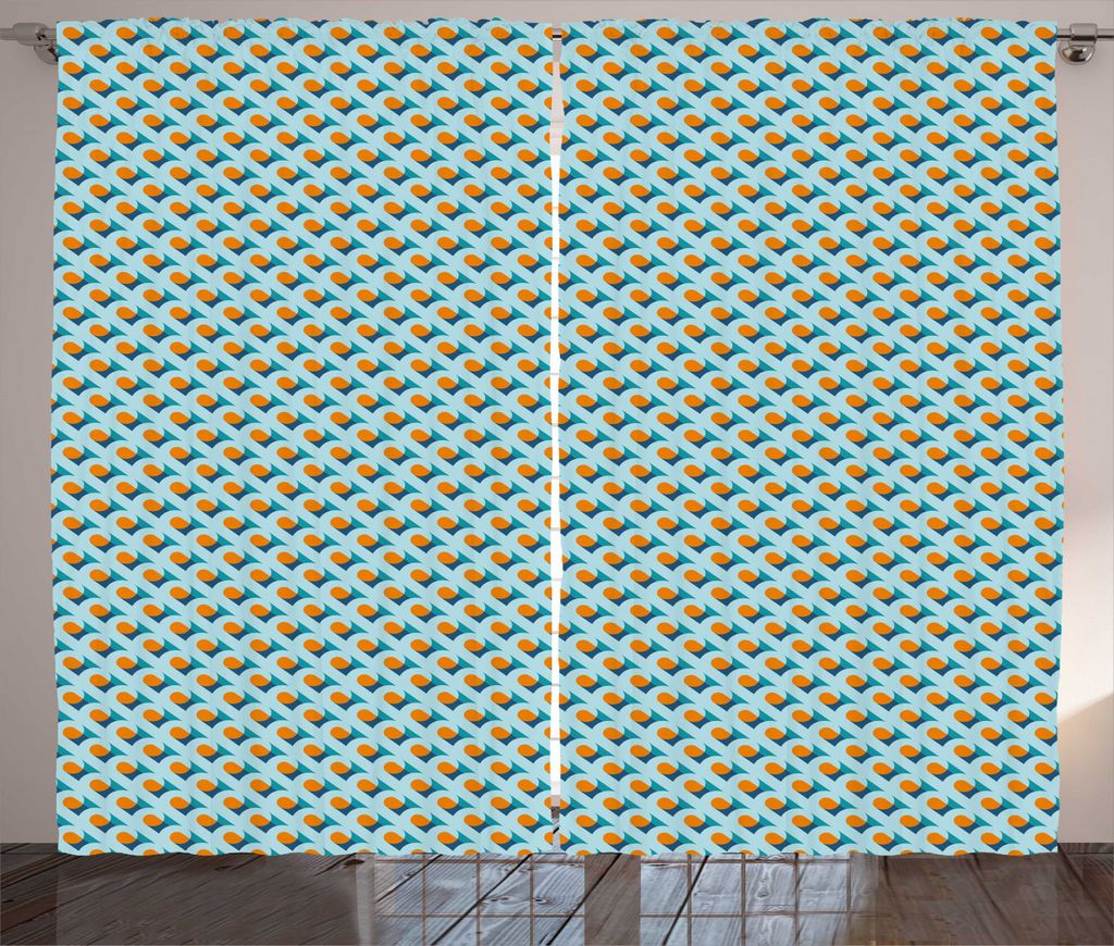 ABAKUHAUS Orange Blue Rustikaler Vorhang, Diagonal Symmetrie Motiv, Wohnzimmer Universalband Gardinen mit Schlaufen und Haken, 280 x 225 cm, Dark O...