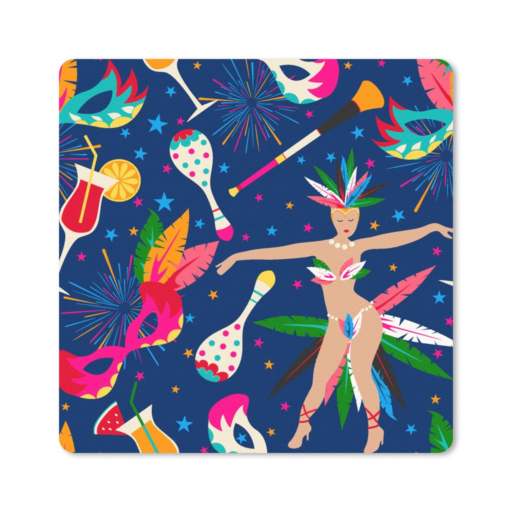 MuchoWow Mauspad Mousepad Karneval - Brasilien - Muster 30x30 cm - Mousepads - Maus Mat - Pad - Mausunterlage - Gaming