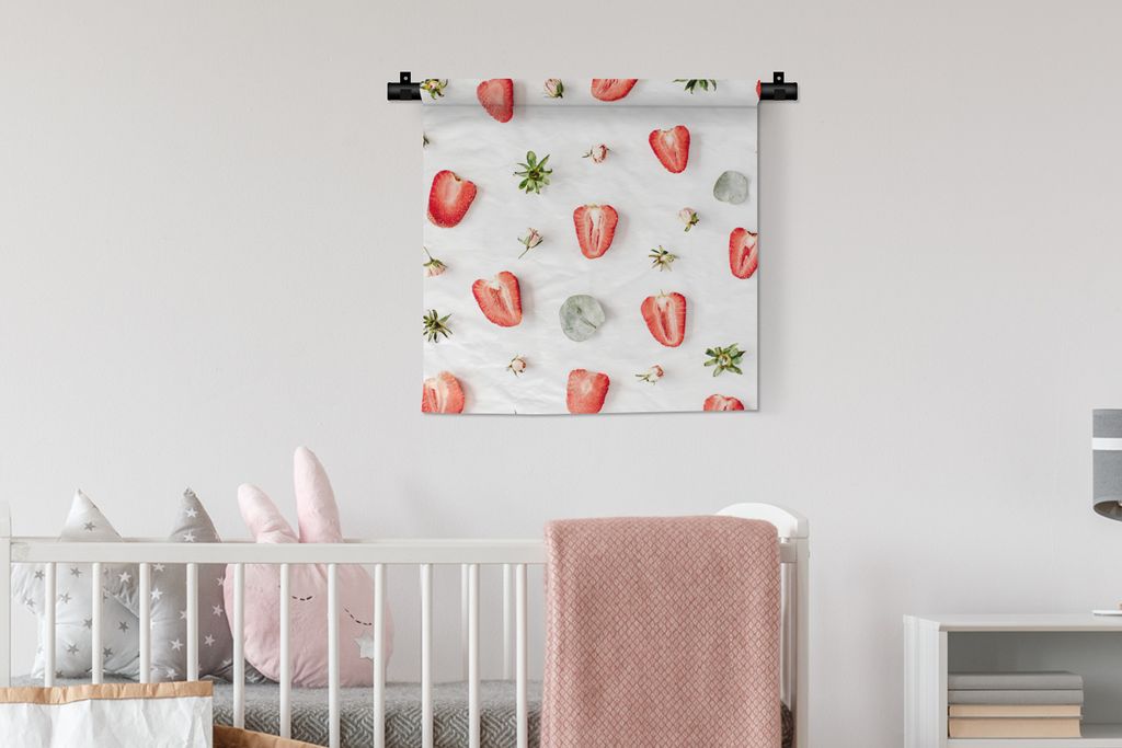 MuchoWow® Wandteppich Wandbehang Sommer - Erdbeeren - Produktbild 