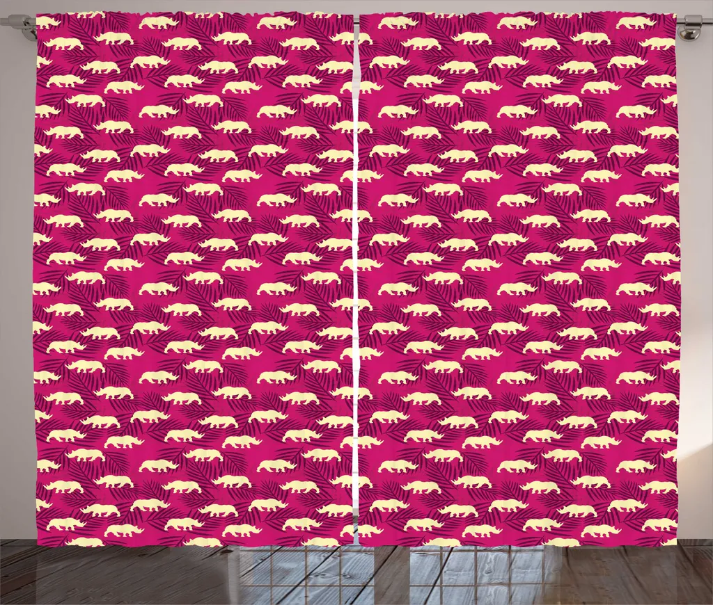 Rideau Safari animaux sauvages avec boucles et crochets 280x225 Jaune