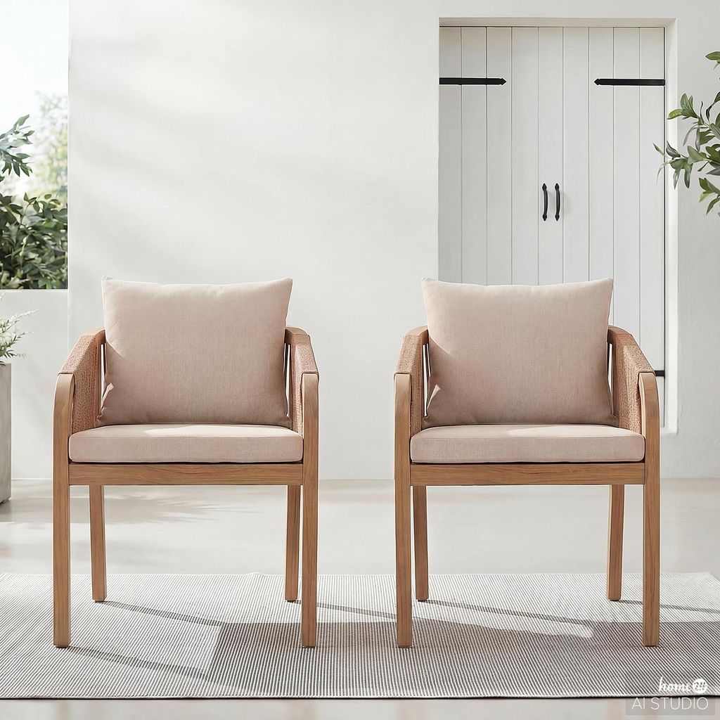 home24 Gartenstuhl - 2er-Set - Akazie Massiv / Webstoff Produktbild 