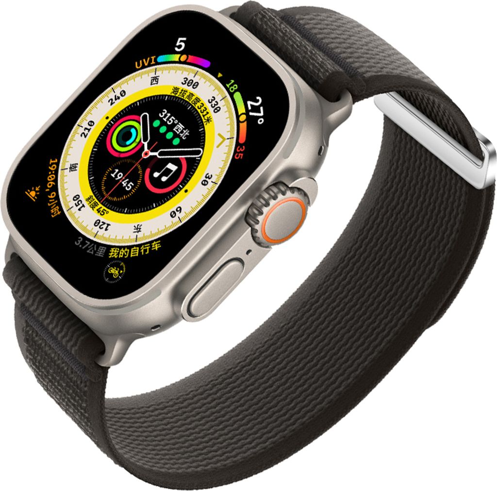 INF Geflochtenes Nylon Sport Loop Armband für Apple Watch Schwarz L