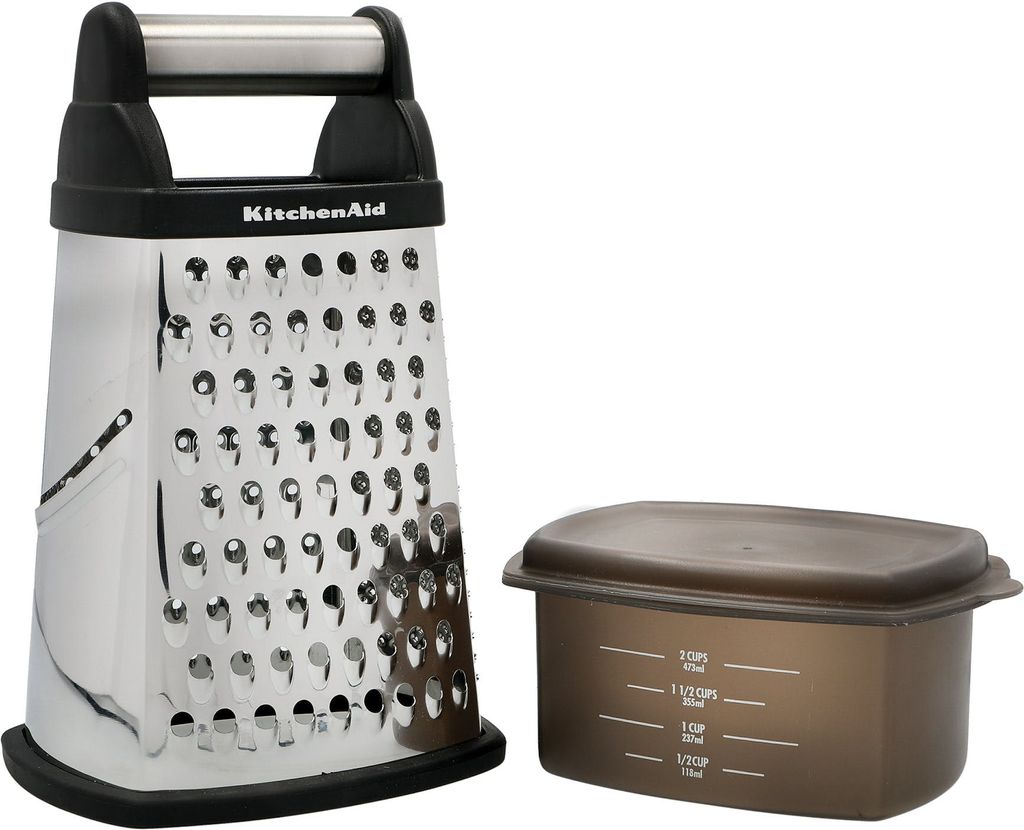 KitchenAid grattugia a 4 lati in metallo con contenitore, Immagine del prodotto 