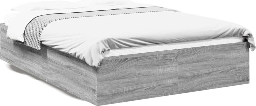 Möbel Bettgestell Grau Sonoma 135x190 cm Holzwerkstoff - Klassische Betten 3281040