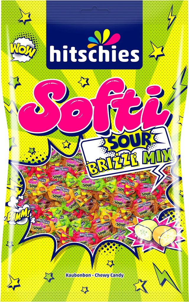 hitschies Softi Sour Brizzl Mix Kaubonbons mit Brausekern 1000g