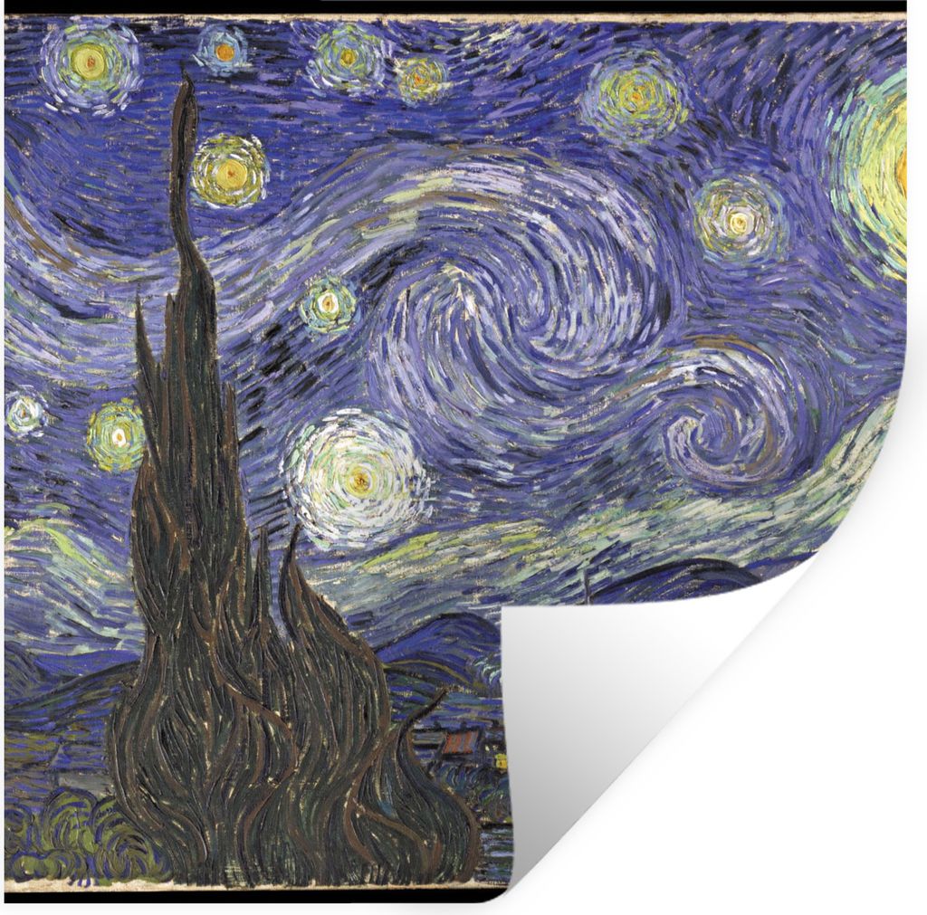 MuchoWow Wandtattoo Wandsticker Wandaufkleber Sternennacht - Vincent van Gogh 80x80 cm Selbstklebend und Repositionierbar - Wierderverwendbar - S...