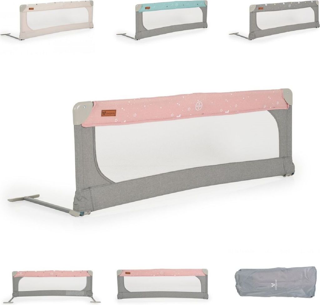 Cangaroo Bettschutzgitter Leinen 130 cm Bettgitter Rausfallschutz Front klappbar rosa