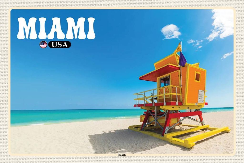 vianmo Holzschild 12x18 cm Miami USA Strand Meer Bildmotiv Reisemotiv Abenteuer Reisen