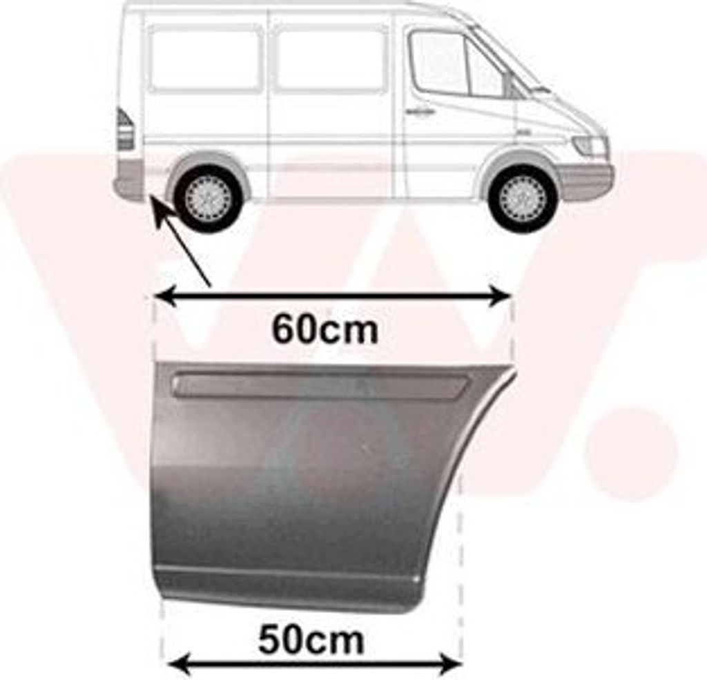 VAN WEZEL Seitenwand Reparaturblech für VW LT 28-46 II Kastenwagen (2DA, 2DD, 2DH) LT 28-35 II Bus (2DB, 2DE, 2DK) passend für MERCEDES-BENZ