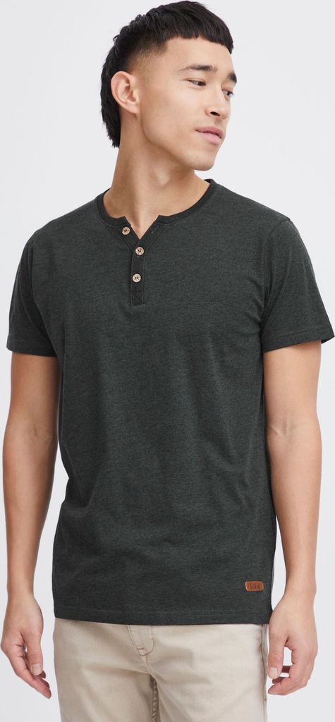 SOLID SDVolker Herren T-Shirt Kurzarm Shirt mit Grandad-Ausschnitt und Knopfleiste Baumwollmischung Regular fit