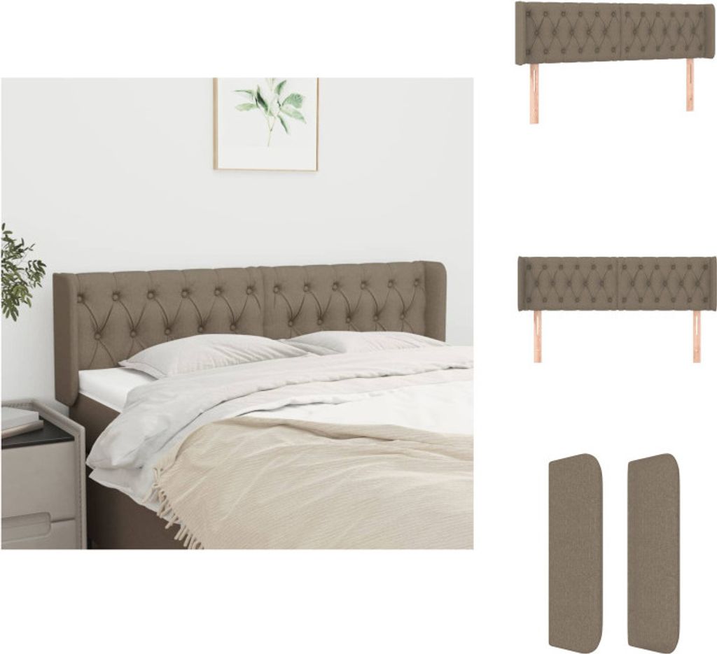 vidaXL Kopfteil mit Ohren Taupe 147x16x78/88 cm Stoff - Kopf- & Fußenden