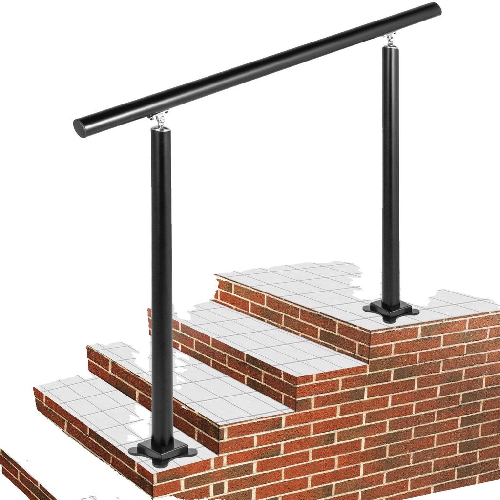 VEVOR Trapleuning, 3 voet buiten, aluminium, zwart. Productafbeelding 