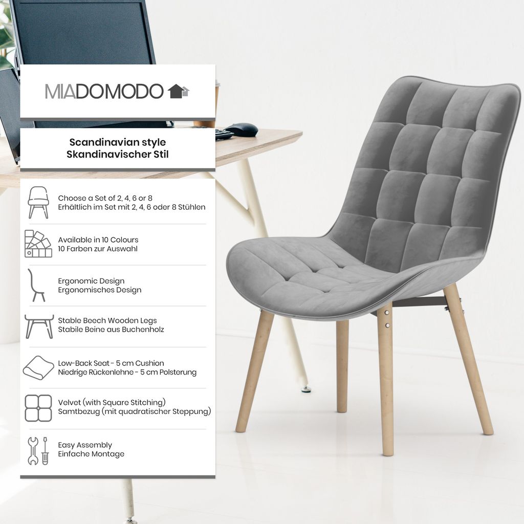 MIADOMODO® Esszimmerstühle - Farbwahl, 2/4/6/8 Set, Produktbild 2
