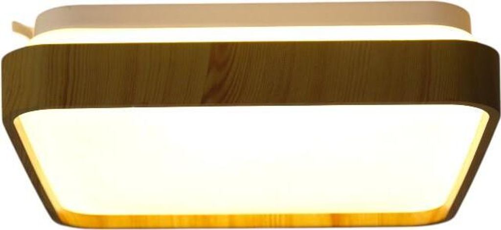Moderne LED Dekenleuchte Senja viereck 28cm holzoptik/weiß