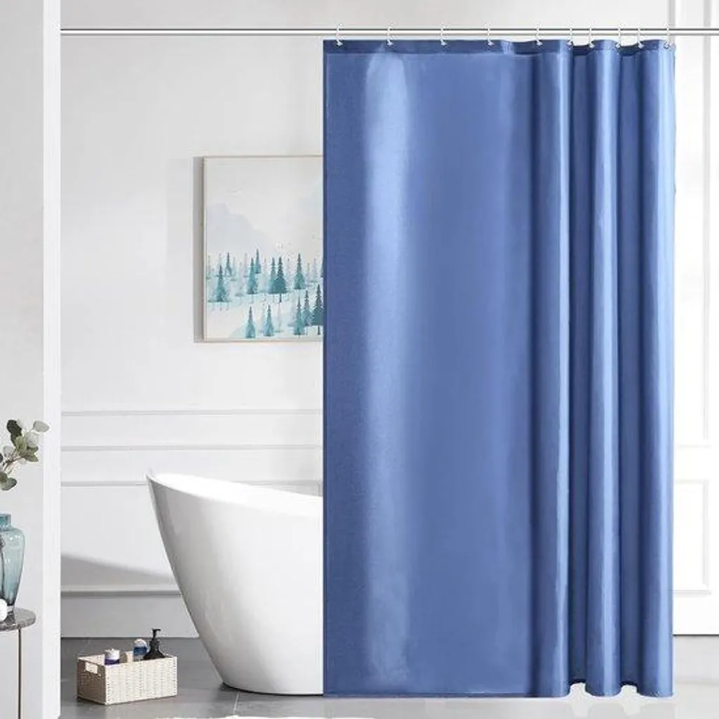 Rideau de douche imperméable et anti-moisissure bleu 150x200cm avec bagues