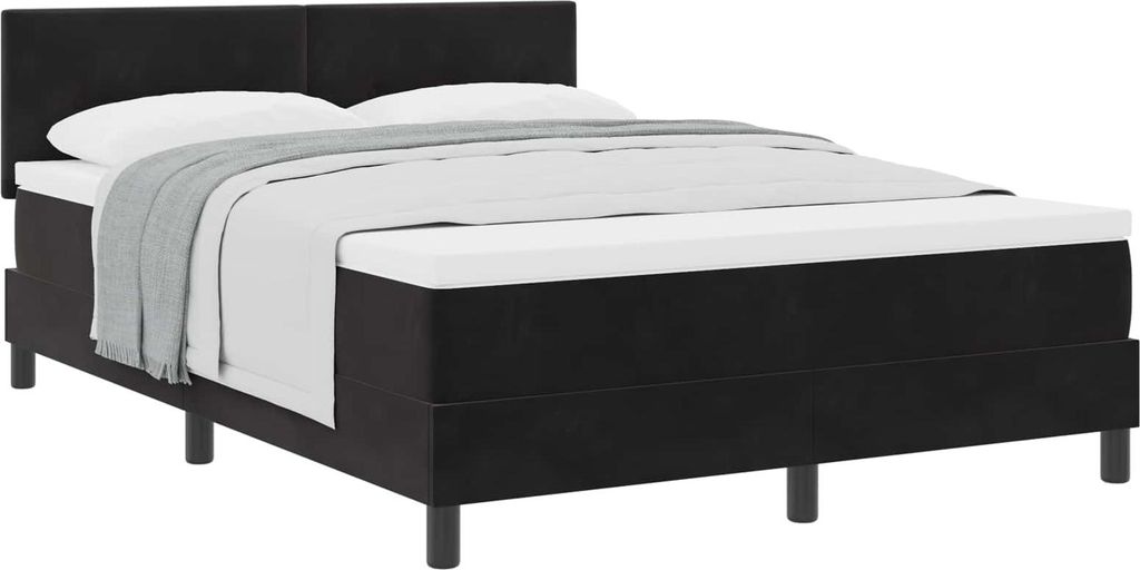 Boxspringbett mit Matratze Schwarz 140 x 190 cm Samt